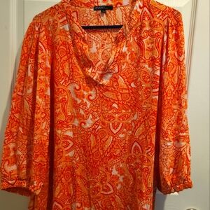 Studio Women's Vibrant Orange Patterned Blouse